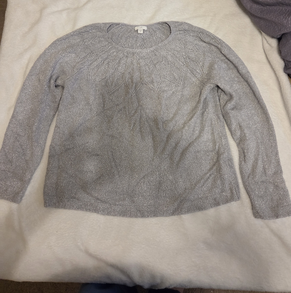 J. Jill Silver-Thread Crewneck Sweater